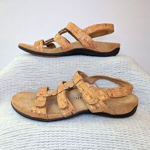 Vionic Amber Sandals Adjustable Tan Cork 6